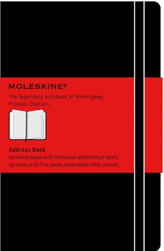 Carnet d'adresses Moleskine rigide 13 x 21 cm noir