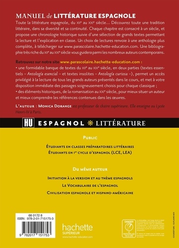 Manuel de littérature espagnole. Du XIIe au XXIe siècle