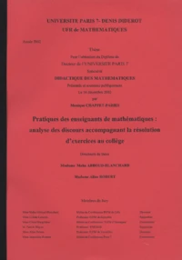 Pratique des enseignants de mathématiques : analyse des discours accompagnant la résolution d'exercices au collège