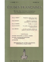 Monique Parent et Michel Mansuy - Études françaises. Volume 1 numéro 1, février 1965 - Études françaises.