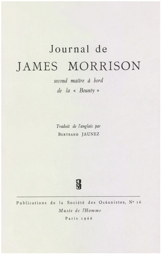 Journal de James Morisson, second maître à bord de la Bounty