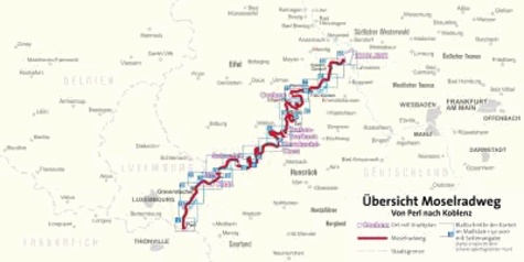 Moselradweg von Perl bis Koblenz - Fahrradführer mit Top-Routenkarten im optimalen Maßstab..