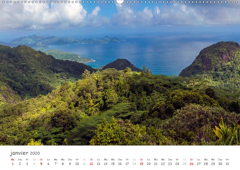 CALVENDO Places  Paysages des Seychelles(Premium, hochwertiger DIN A2 Wandkalender 2020, Kunstdruck in Hochglanz). Les curiosités des Seychelles (Calendrier mensuel, 14 Pages )