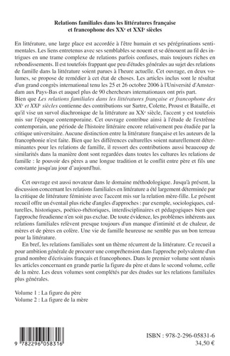 Relations familiales dans les littératures française et francophone des XXe et XXIe siècles. La figure de la mère