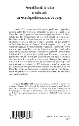 Refondation dela nation et nationnalité en République démocratique du Congo