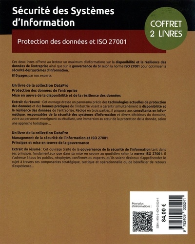Sécurité des systèmes d'information. Protection des données et ISO 27001. Pack en 2 volumes : Protection des données de l'entreprise ; Management de la sécurité de l'information et ISO 27001