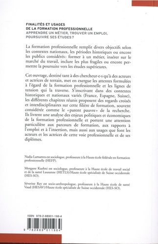 Finalités et usages de la formation professionnelle. Apprendre un métier, trouver un emploi