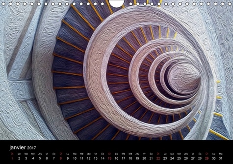 ESCALIER EN COLIMAÇON (Calendrier mural 2017 DIN A4 horizontal). Création graphique de tableaux de peinture à l'huile (Calendrier mensuel, 14 Pages )