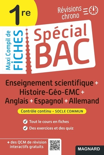 Enseignement scientifique + Histoire-Géo-EMC + Anglais + Espagnol + Allemand 1re  Edition 2022