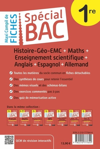 Histoire-Géo-EMC + Maths + Enseignement scientifique + Anglais + Espagnol + Allemand  Edition 2023