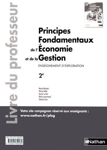 Nancy Baranes et Patrice Gillet - Principes fondamentaux de l'économie et de la gestion 2de - Livre du professeur.