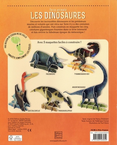 Les dinosaures. Avec des dinosaures à construire ! 5 maquettes et 66 pièces à assembler