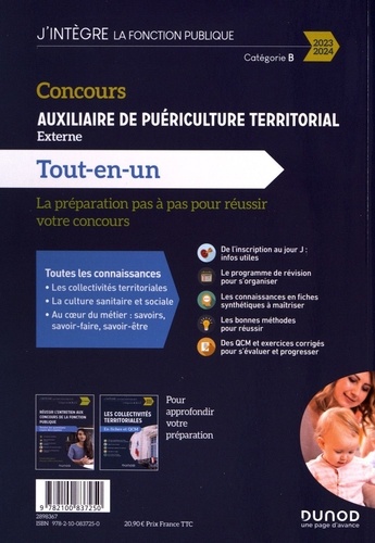 Concours Auxiliaire de puériculture territorial Externe Catégorie B. Tout-en-un  Edition 2023-2024