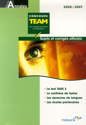 Nathalie Auguste Dormeuil - Annales TEAM Concours 2006 - Sujets et corrigés officiels.