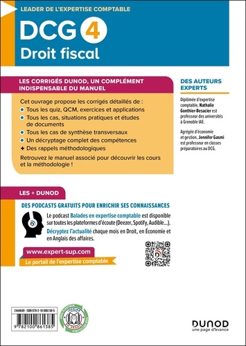 DCG 4 Droit fiscal. Corrigés  Edition 2024-2025