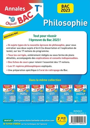 Philosophie Tle. Sujets & corrigés  Edition 2023