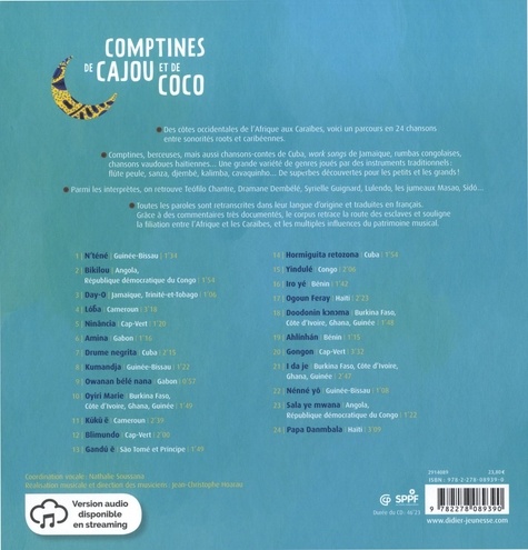 Comptines de cajou et de coco. 24 chansons des rivages de l'Afrique jusqu'aux Caraïbes  avec 1 CD audio
