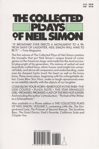 The Collected Plays of Neil Simon. Volume 1, The Odd Couple ; Plaza Suite ; Barefoot in the Park ; Come Blow Your Horn ; The Star-Spangled Girl ; Last of the Red Hot Lovers ; Promises, Promises
