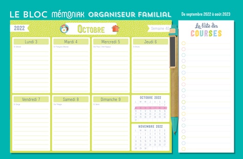 Le Bloc hebdomadaire organiseur familial Mémoniak  Edition 2022-2023