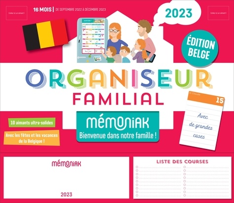  Nesk - Organiseur familial Mémoniak spécial Belgique,  calendrier mensuel (sept. 2022- déce. 2023).