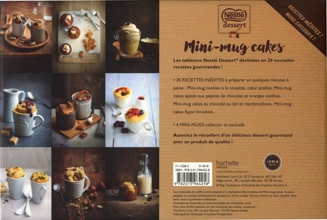 Mini-mug Cakes. Coffret avec un livre de 20 recettes et 4 mini-mugs