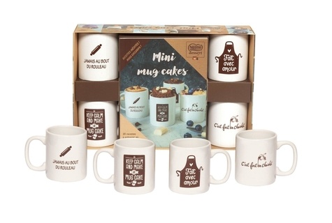 Mini Mug Cakes. Coffret avec un livre de 20 recettes et 4 mini-mugs collector