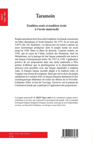 Taramoin. Tradition orale et tradition écrite à l'école maternelle (Nouvelle-Calédonie, Thio, 1984-1998) 2e édition