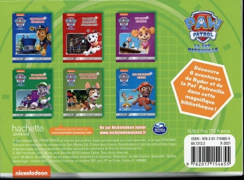 Ma première bibliothèque Paw Patrol - La Pat' Patrouille. Coffret en 6 volumes : Le jour des élections ; La maison connectée d'oncle Otis ; Les trois oiseaux ; Le camion poubelle fou ; Le labyrinthe de la jungle ; Les cupcakes d'Alex