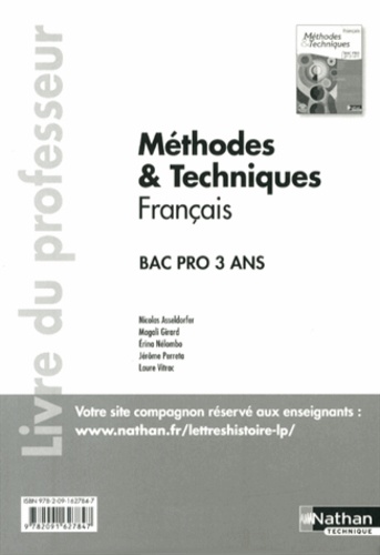 Nicolas Asseldorfer et Magali Girard - Méthodes & Techniques Français Bac Pro - Livre du professeur.