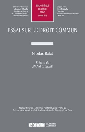 Nicolas Balat - Essai sur le droit commun.