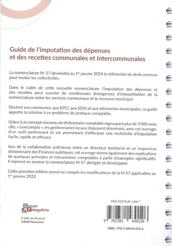 Guide de l'imputation des dépenses et des recettes communales et intercommunales. Lexicompta M57