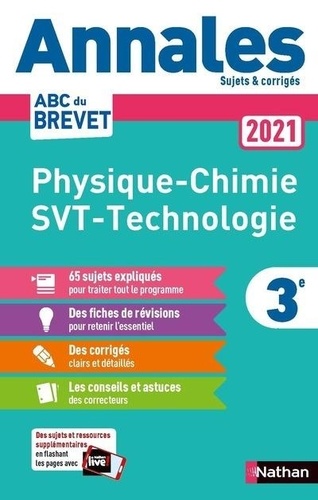 Physique-Chimie, Sciences de la Vie et de la Terre, Technologie 3e. Sujets & corrigés  Edition 2021