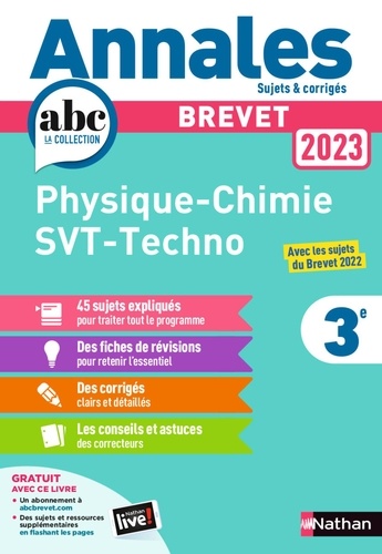 Physique-Chimie - SVT - Technologie 3e. Sujets & corrigés  Edition 2023