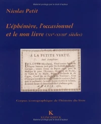 L'éphémère, l'occasionnel et le non livre à la bibliothèque Sainte-Geneviève