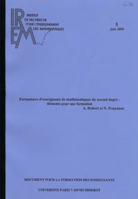 Formateurs d'enseignants de mathématiques du second degré : éléments pour une formation