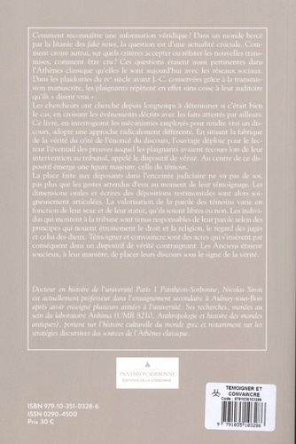 Témoigner et convaincre. Le dispositif de vérité dans les discours judiciaires de l'Athènes classique