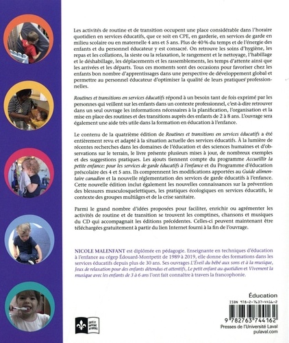 Routines et transitions en services éducatifs. CPE, garderie, SGMS, maternelle 4 ans et 5 ans 4e édition revue et augmentée