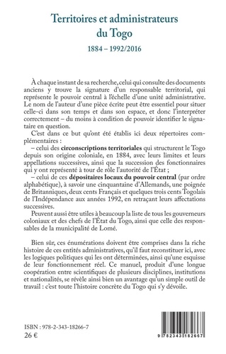 Territoires et administrateurs du Togo. 1884-1992/2016, Histoire & répertoires