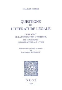 Questions de littératures légale