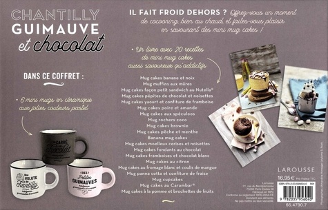 Coffret Chantilly, guimauve et chocolat. Le livre de 20 recettes de mini mug cakes avec 6 mini mugs en céramique