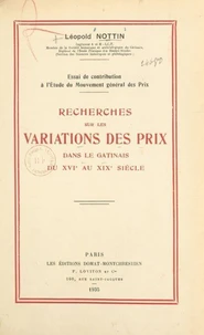 Recherches sur les variations des prix dans le Gâtinais du XVIe au XIXe siècle