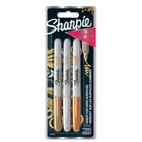3 marqueurs permanents Sharpie Fine™ metallic - Pointe fine - Or/Argent/Bronze