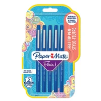 5 feutres d'écriture Flair™ Original Paper Mate® - Pointe moyenne - Bleu