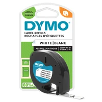 Dymo® Ruban pour étiquettes en plastique LetraTag™ 12 mm x 4 m - Noir/Blanc