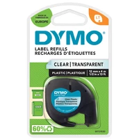Dymo® Ruban pour étiquettes en plastique LetraTag™ - 12 mm x 4 m - Noir/Transparent