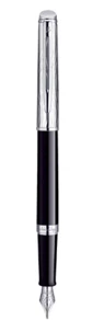 Stylo plume Waterman Hémisphère Deluxe Noir attributs chromes - plume F