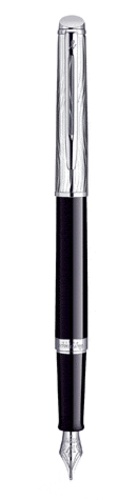 Stylo plume Waterman Hémisphère Deluxe Noir attributs chromes - plume M