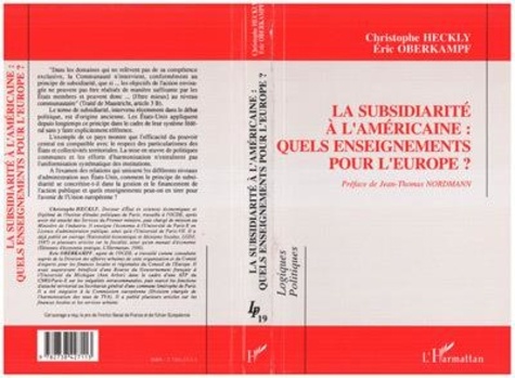  Oberkampf et Christophe Heckly - La Subsidiarite A L'Americaine : Quels Enseignemen.
