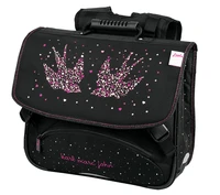 Cartable Little Karl Marc John Hirondelles noir et rose - 38cm