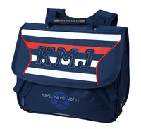 Cartable Little Karl Marc John Marine rayures bleu, blanc et rouge - 38cm